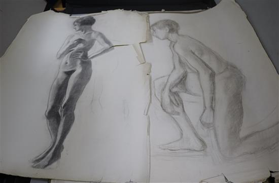 A portfolio of life drawings and classical studies by A.Beaumont